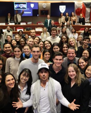 Ian Somerhalder Instagram - @harvardhbs !!! What. an. Honor.  How many people can say they got to speak to a room FULL of people who are future innovators, business owners and have the potential to change the world.  Just WOW.  I am GRATEFUL! I got to speak alongside our @absorb.more co-founders, Nate & Zeke, and also spend some time with with the legendary @mhiggins. The only thing missing was one and only @nikkireed 

If you haven’t already, make sure to pre-order @absorb.more via the link in my bio! 

P.S. swipe till the end to see how my acting skills came into play at Harvard 😂