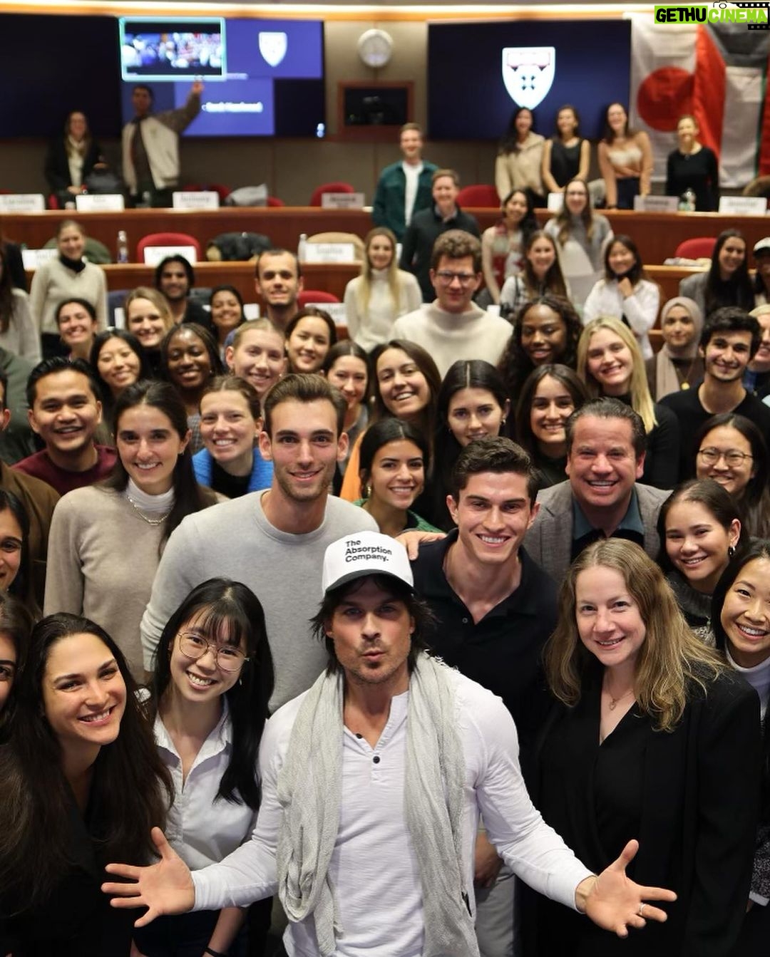 Ian Somerhalder - 1.2 Million Likes - @harvardhbs !!! What. an. Honor. How many people can say they got to speak to a room FULL of people who are future innovators, business owners and have the potential to change the world. Just WOW. I am GRATEFUL! I got to speak alongside our @absorb.more co-founders, Nate & Zeke, and also spend some time with with the legendary @mhiggins. The only thing missing was one and only @nikkireed
If you haven’t already, make sure to pre-order @absorb.more via the link in my bio!
P.S. swipe till the end to see how my acting skills came into play at Harvard 😂