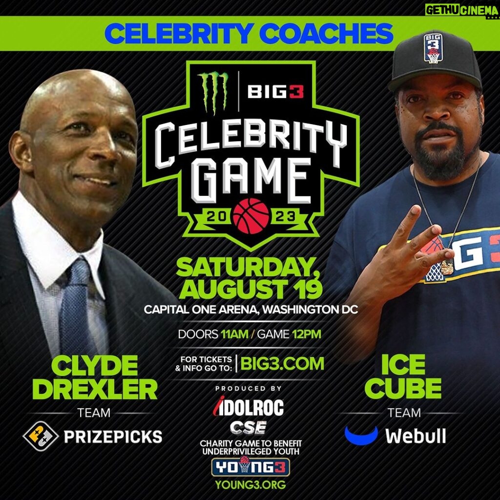 Ice Cube Instagram - Clyde, we homies, but I’m not playin’ wit you today. Webull is bringing it home. Don’t miss the @monsterenergy celebrity game at noon today. Tune into @thebig3 games on @cbstv or big3.com at 1 pm ET.