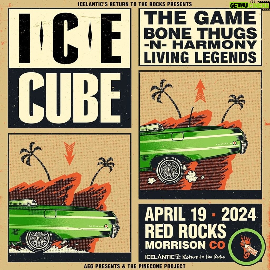 Ice Cube Instagram - Bringing that pyroclastic flow to Red Rocks on April 19th. Do yourself a favor and fall through. Tickets at icecube.com/tour (link in bio).