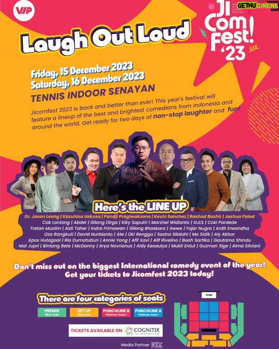 Indra Yudhistira Instagram - Yang pengen ketawa lupain beban hidup, yuk nonton Jakarta International Comedy Festival @jicomfest tanggal 15-16 Desember 2023 di Tennis Indoor Senayan Jakarta. #jicomfest2023
