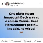 Inspectah Deck Instagram - Clout is what clout does 🚫🧢 shout out to the legend #djkoolherc