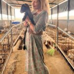 Isabel Angelino Instagram - Já fiz um novo amigo , chama-se bolota e è uma ternura . Acho que ele gostou do meu vestido da @turkanaturkana 💚