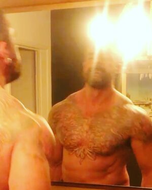 Israel Zamora Instagram - Silver linings of Quarantine , is working out requires less clothing. #gaymuscle #gayfitness #muscledaddy #homefitness #tattooedmen #dragula