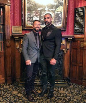 Israel Zamora Instagram - I couldn’t move much in that very tight shirt and jacket but it was a great night with my man at the @magiccastleofficial 
#instahunk #gaydaddy #gaysnap #gaymuscle #gayfit #gayhunk #scruf #beardgang #gayscruff #gayhot #sexygay 
#gayguy #gayfallow #instagay #gaybeard #sexygay #tattoo #tattoomen #beautiful #beautifulmen #gaymen #homographias #gaycouple
