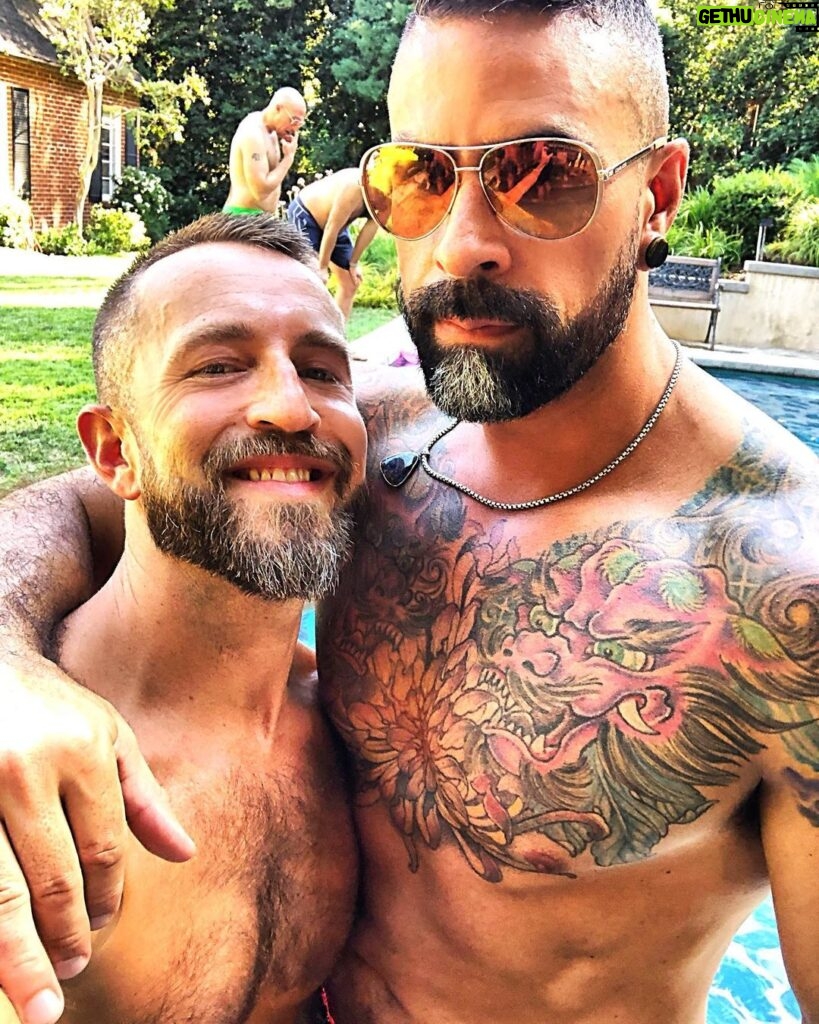 Israel Zamora Instagram - Such a fun weekend! @gay_losangeles #poolparty #queer #beautifulmen #sexygay #scuff #scruffygay #musclegay #muscles #tattoo #beards #daddy