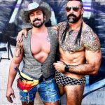Israel Zamora Instagram - @mariodiazlovesyou and I at #summertramp #losangeles #summertime #sundayfunday #beautifulmen #beautifulpeople #beard #tattoo #gay #gaydaddy #gaymuscles #scruff #scuffygay @jack_adamsusa swim trunks