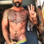 Israel Zamora Instagram - Three looks for the photoshoot last night and 5 hours of sleep. Let’s get this day going! #bathroomselfie #instagay #underwear #beard #tattoo #muscle #daddy #scuffygay #homo #gaymuscles