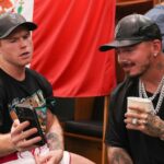 J Balvin Instagram - Hoy celebro a mi hermano Saúl , orgullo latino ( Latino Gang) quien me inspira cada día a ser mejor , ambos hemos pasado por batallas y al final, siempre llega la luz. Su nivel como boxeador será para la historia del mundo, pero como persona, para la historia de mi corazón. Te amo y gracias por siempre apoyarme, celebro tu vida en vida LEYENDA. ¡Que viva Mexico, que vivan los latinossssssss! Air Balvin.