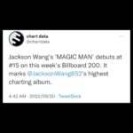 Jackson Wang Instagram - 💽 @billboard Top 200. At no. #15 & No. #3 for the week. Best selling album. #MAGICMAN . Way more to come. On the way. . Wanna tell all of u reading this, Thank u for making this happen. Sharing & supporting it. MAGICMAN hope to go to your hometown & perform.