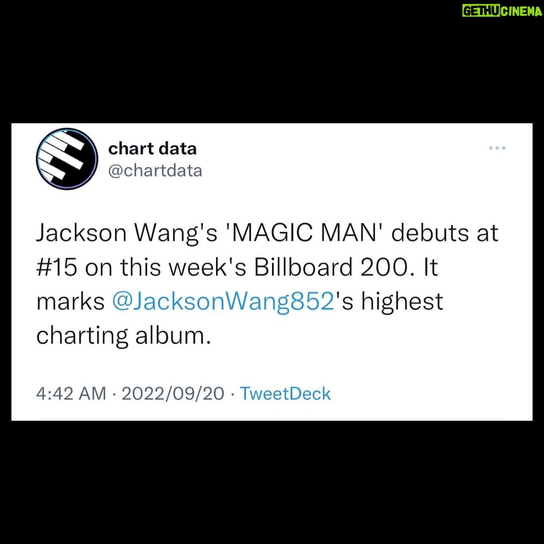 Jackson Wang Instagram - π½ @billboard Top 200. At no. #15 & No. #3 for the week. Best selling album. #MAGICMAN . Way more to come. On the way. . Wanna tell all of u reading this, Thank u for making this happen. Sharing & supporting it. MAGICMAN hope to go to your hometown & perform.