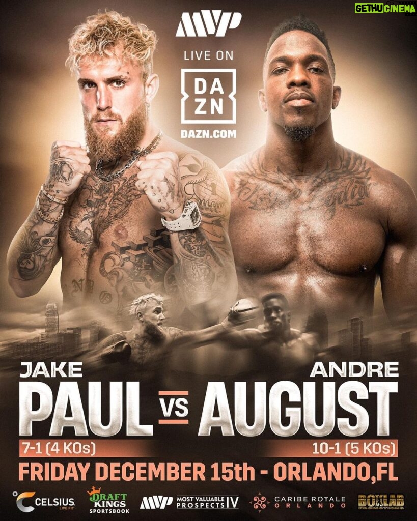 Jake Paul Instagram - Ask and I shall deliver. August has more KO’s than me, more wins than me, more experience than me, but I like to gamble. The path to world champ starts here. Just straight up boxing. @mostvaluablepromotions