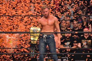 James Cipperly Instagram - The Atlantic is mine now.
.
.
.
#baybee #Thursday #aew #aewdynamite #allatlanticchampionship #toronto #orange #confetti #littlepiecesofpaper #reallyhardtoeanup