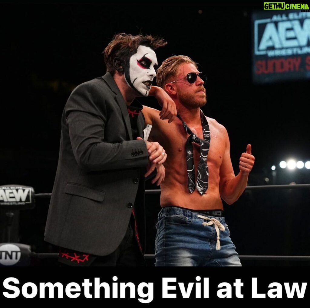 James Cipperly Instagram - Taking on clients I guess. . . . #baybee #Monday #Law #Iamthaw #lawyers #wrestling #aew #aewrampage #veryevil #verylaw #attorneys #tie #suit