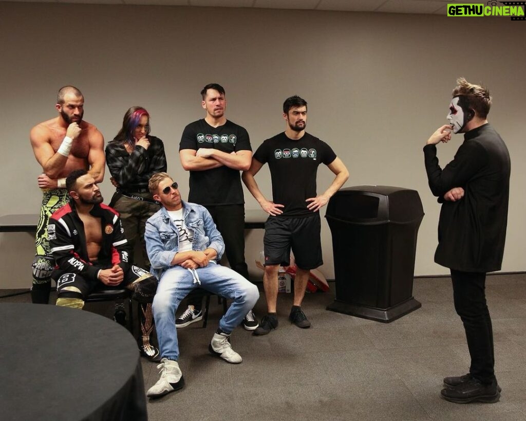 James Cipperly Instagram - Very Evil CHAOS Friends with Wheeler YUTA. . . . #baybee #Sunday #AEW #superbowl #supergroup #veryevil #verylarge #toomany #maybenotenough #trash #table #chairs #team #meeting #group #gathering #wrestling #aewdynamite #aewrampage Photo by: @zia_shoots_wrestling