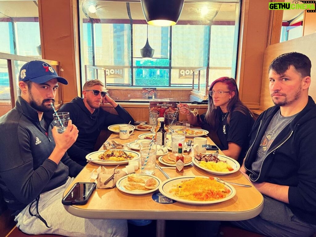 James Cipperly Instagram - IHOP - December 2021. . . . #baybee #monday #mondaymotivation #breakfeast #ihop #friends #eggs #pancakes #together #friendship #coffee #plates #forks #aew #wrestling #fuel