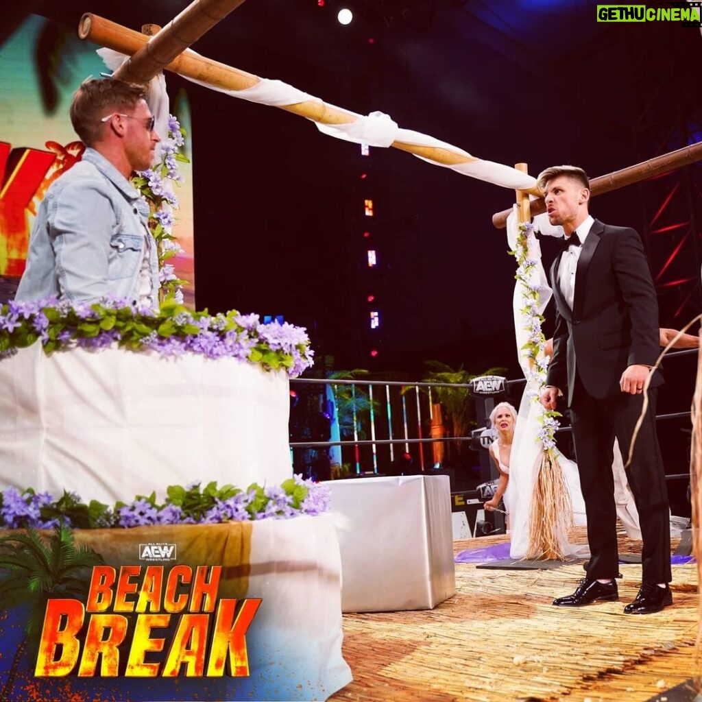 James Cipperly Instagram - Obviously. . . . #baybee #Tuesday #AEW #aewdynamite #cake #wedding #tuxedo #flowers #beach #break #hiding #itwascomfortablethough #hi #surprise