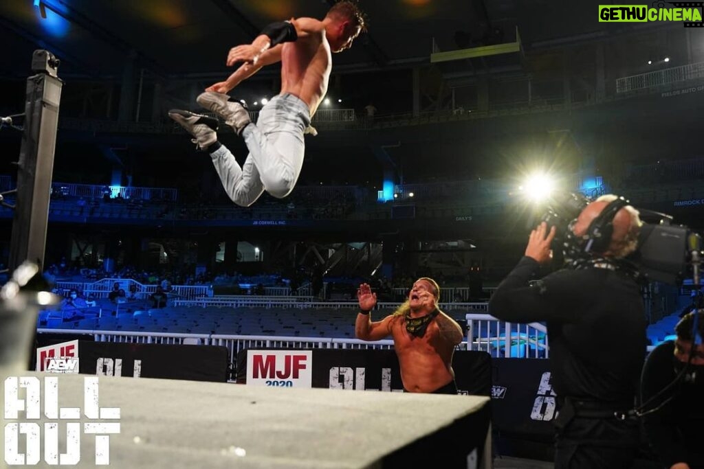 James Cipperly Instagram - Up there. . . . #Monday #AEW #Allout #eagle #legaleagle #fly #jump #lookatchrissface #face #scared #mimosa #seats