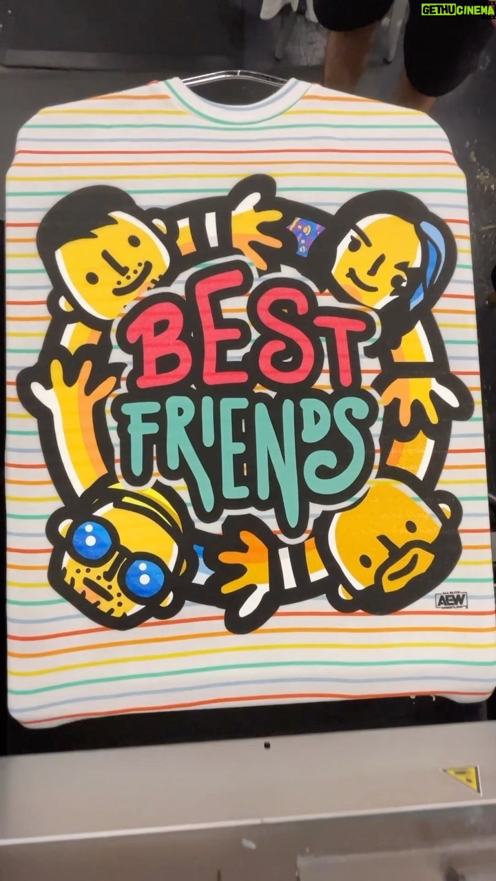 James Cipperly Instagram - This week’s Top Rope Tuesday is this limited Best Friends - Rainbow Stripe tee. Only available until 9/19 so hurry and order yours! @orangecassidy @callmekrisstat @sexychuckiet @trentylocks @aew @shopaew #aew #allelitewrestling #pwtees #prowrestlingtees #pwt #allelite #shopaew #bestfriends #orangecassidy #krisstatlander #aewdynamite