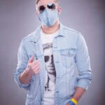 James Cipperly Instagram - Portrait - May 2020 . . . #baybee #mask #denim #cover #friday #aew #sunglasses #portrait #standing #stand #standup . . . @speedy.photo