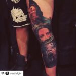 Jane Levy Instagram - 👏🏼the commitment! My face on calf #evildead #necronomicon #666 #art #shred #gnar #fear