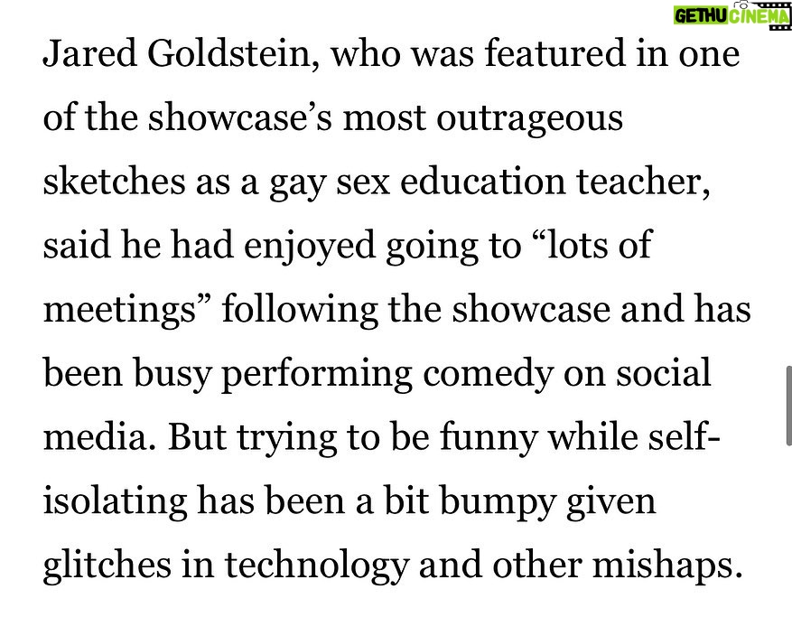 Jared Goldstein Instagram - Please remember me for my zoom comedy and nothing else! Thank you @latimes @cbsentdiversity @dpoder