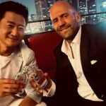 Jason Statham Instagram - Wu Jing! Actor, Producer, Director! The most humble yet the most brilliant there is. Grateful to share screen time with the incredible superstar of Chinese cinema! Also happy to share some dumplings and white spirit. 👊 #Meg2