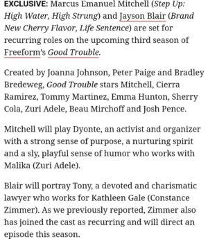 Jayson Blair Instagram - So lucky to get to be working through these times. Extra lucky to be working with the cast of @goodtrouble 
Thank you @justiceponderinc @carlosaugusto71 @prosicker @scottgenk @bsvogue99 @jjjoannajohnson @thepeterpaige @bradleybredeweg