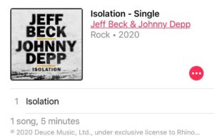 Jeff Beck Instagram - Have you listened to Jeff Beck and Johnny Depp’s take on John Lennon’s “Isolation”? Turn it up loud and listen on Apple Music: https://Rhino.lnk.to/isolation/applemusic