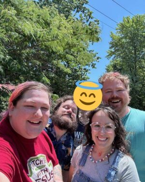 Jen Sutphin Instagram - Look who stopped by to say hi 😭💜🙌 @advocateaverage_ I LOVE THEM ALL SO MUCH!! P.S Watch SHP on Prime and remember to be good to each other 💜💜💜