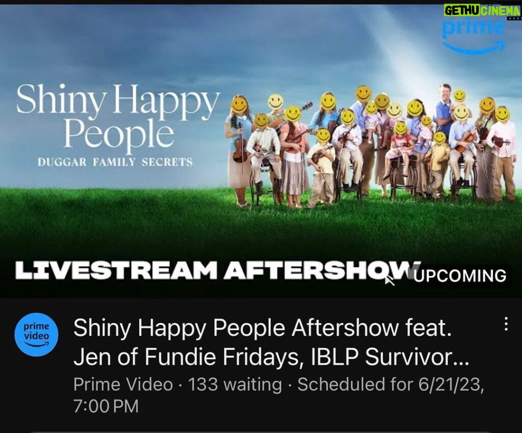 Jen Sutphin Instagram - The SHP aftershow is going live in 15 minutes! Starring @therealrobertablevins and many amazing IBLP survivors from the series! Tune in on the @primevideo YouTube page - See you there 🙌 #shinyhappypeopledoc