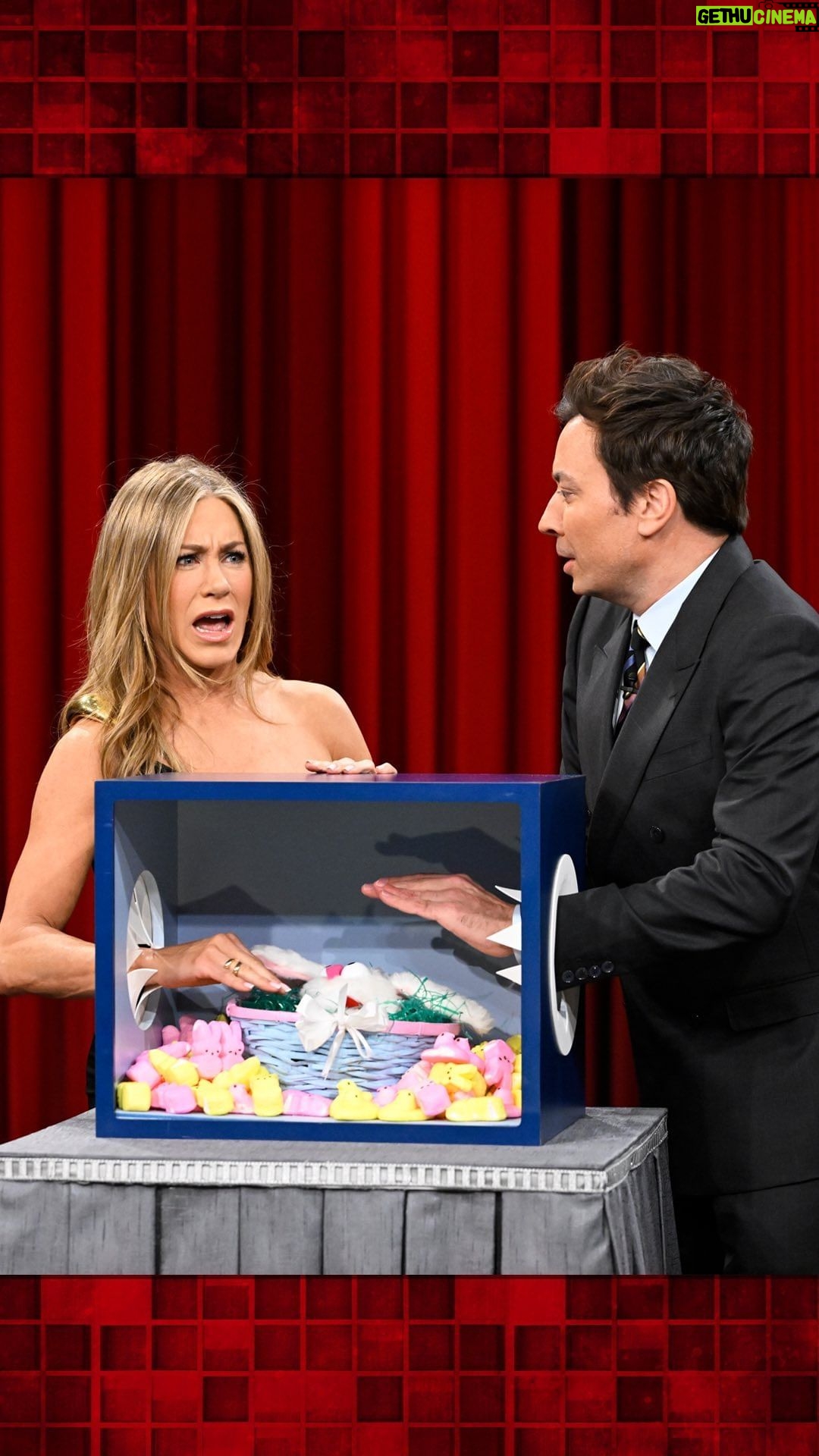 Jennifer Aniston Instagram - Ummm… I don’t know why I agreed to this but here we are 😬👀 The Tonight Show Starring Jimmy Fallon