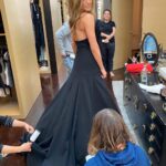 Jennifer Aniston Instagram - Last night. My little women. Supported me all night. (Had enough room for them and then some under that gown 🥳) Thank you @Dior for this stunning piece of art 🖤