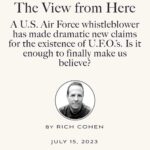 Jeremy Kenyon Lockyer Corbell Instagram - Fascinating UFO article by the great Rich Cohen, written in @AirMailWeekly. A brave new voice on the UAP beat. Glad to finally hear his thoughts on this enigmatic puzzle 🛸 ••• READ FULL : https://airmail.news/issues/2023-7-15/the-view-from-here By @Author.RichCohen ••• “When I told Jeremy Corbell, a documentary filmmaker and U.F.O. savant, my primary beef with alien visitation - space is too big and our lives are too short - he said, “No, man. You’ve got it all wrong. They don’t travel across time. They jump through it.” “According to Corbell, U.A.P.’s are powered by anti-gravity technology, devices that do not propel them across space - that would result in sonic booms, liquefied pilots, and take forever - but manipulate it, warping the continuum, allowing the craft to skip from here to way the hell over there in no time. Like Pac-Man, they vanish screen right and reappear screen left. Which might explain the near impossibility of getting a decent picture of a U.F.O. The image is not clear because the saucer is often in the process of distorting space-time.”