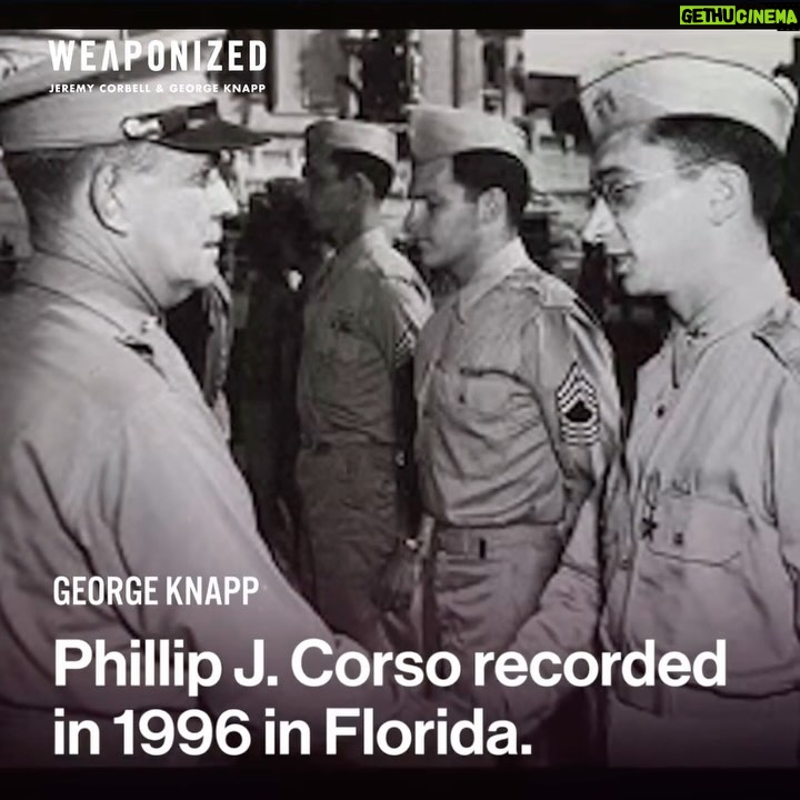 Jeremy Kenyon Lockyer Corbell Instagram - Before the testimony of UFO whistleblower David Grusch, there was a man named Col. Philip Corso - former Command Chief of the Foreign Technology Division of the United States Department of Defense. In his official military and intelligence capacity - Col. Corso was briefed on biology reports from an autopsy performed at Walter Reed National Military Medical Center - reportedly of the dissection of ALIEN bodies. In the recent episode of WEAPONIZED - check out some of this lost footage, recorded by George Knapp, years before Col. Corso went public with his account of helping to seed the U.S. defense industry with technology from UFO recoveries and crashes. π§¨ππΌππ₯πͺπͺπ¦
πΈπ΄ββ οΈ WATCH : https://youtu.be/eyCftd_FHwE LISTEN : Link.chtbl.com/Weaponized LEARN : WeaponizedPodcast.com