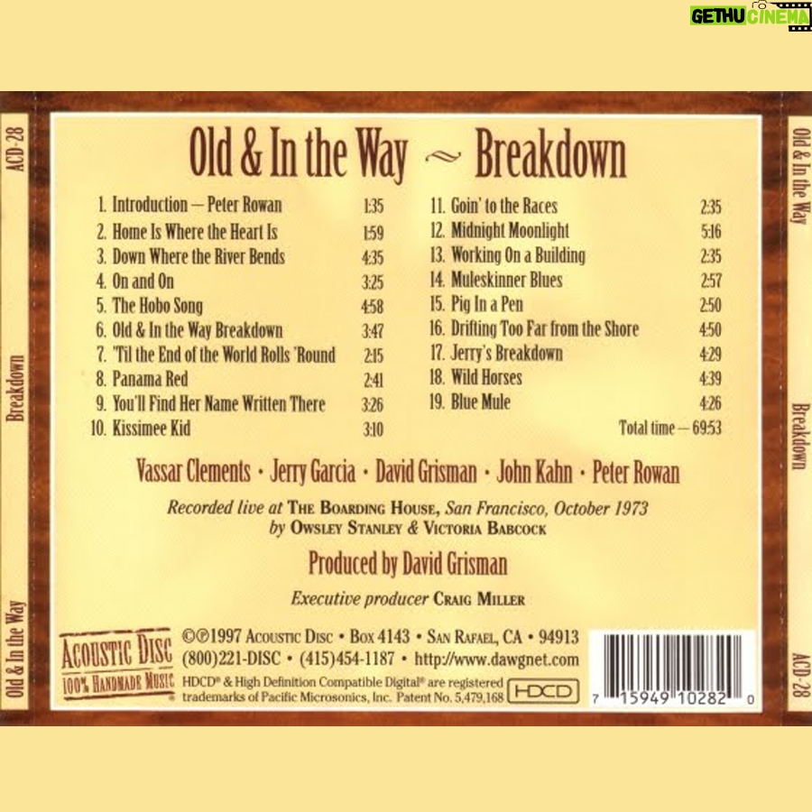 Jerry Garcia - 1.7K Likes - Breakdown, Old & In The Way's second of two archive releases compiled from October 1973 performances recorded by Owsley Stanley at The Boarding House in San Francisco, was released on this day in 1997. Treat your ears with the link in profile.