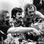 Jerry Garcia Instagram - Flashback to this date in 1979, when the @gratefuldead gathered for a press conference at the NY Hilton after their inaugural Madison Square Garden shows. When one of the tape decks loudly clicked off as it ended, Jerry and Bill simultaneously reached out to flip the tape, caught in this image by @minkinphotography.