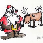 Jerry Garcia Instagram - Have a Jerry Christmas! 🎅🏼 "Merry X-mas" Pen & Ink drawing by Jerry Garcia / Watercolored by Keelin Garcia