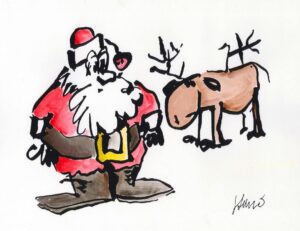 Jerry Garcia Instagram - Have a Jerry Christmas! 🎅🏼

"Merry X-mas" Pen & Ink drawing by Jerry Garcia / Watercolored by Keelin Garcia