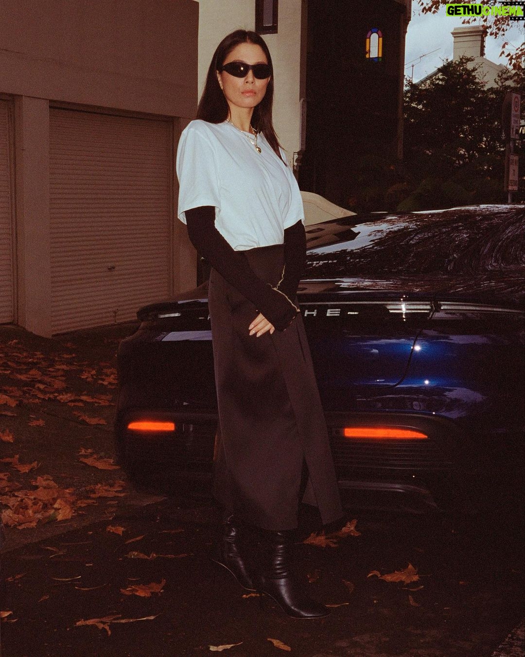 Jessica Gomes Instagram - skrrt skrrt @porscheaus @porsche_woman Photographed by @baanjo Australian Fashion Week
