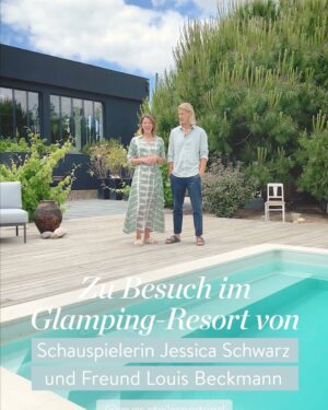 Jessica Schwarz Instagram - Start to dream with us and have a look at our interior& homestory on @westwingde 💫 Wish you a great sunday from @reves.etoilesportugal Jessica&Louis #westwing#homestory#ineriordesign#glamping#portugal#setubal#paradise
