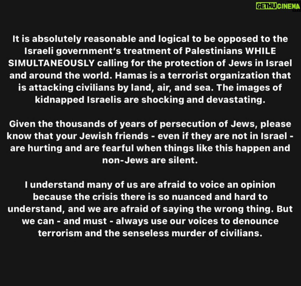 Jessica St. Clair Instagram - Hamas is a terrorist organization full stop. Their charter very clearly states their mission: to wipe all Jews off the planet. On October 6th they slaughtered and kidnapped hundreds of innocent, unarmed people. Many of them children. They paraded women through the streets, bleeding from the crotch from repeated rape, as they laughed and danced in celebration. We know this to be true because they filmed it. This was the largest execution of Jewish people in one day since the Holocaust. Our hearts are with you. We will not be silent. @jordancbrown_