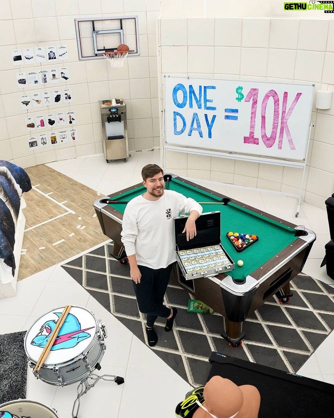 Jimmy Donaldson Instagram - Everyday you live in this room I give you $10,000. How many days you staying? (Go watch the new video to see how long someone did survive haha)