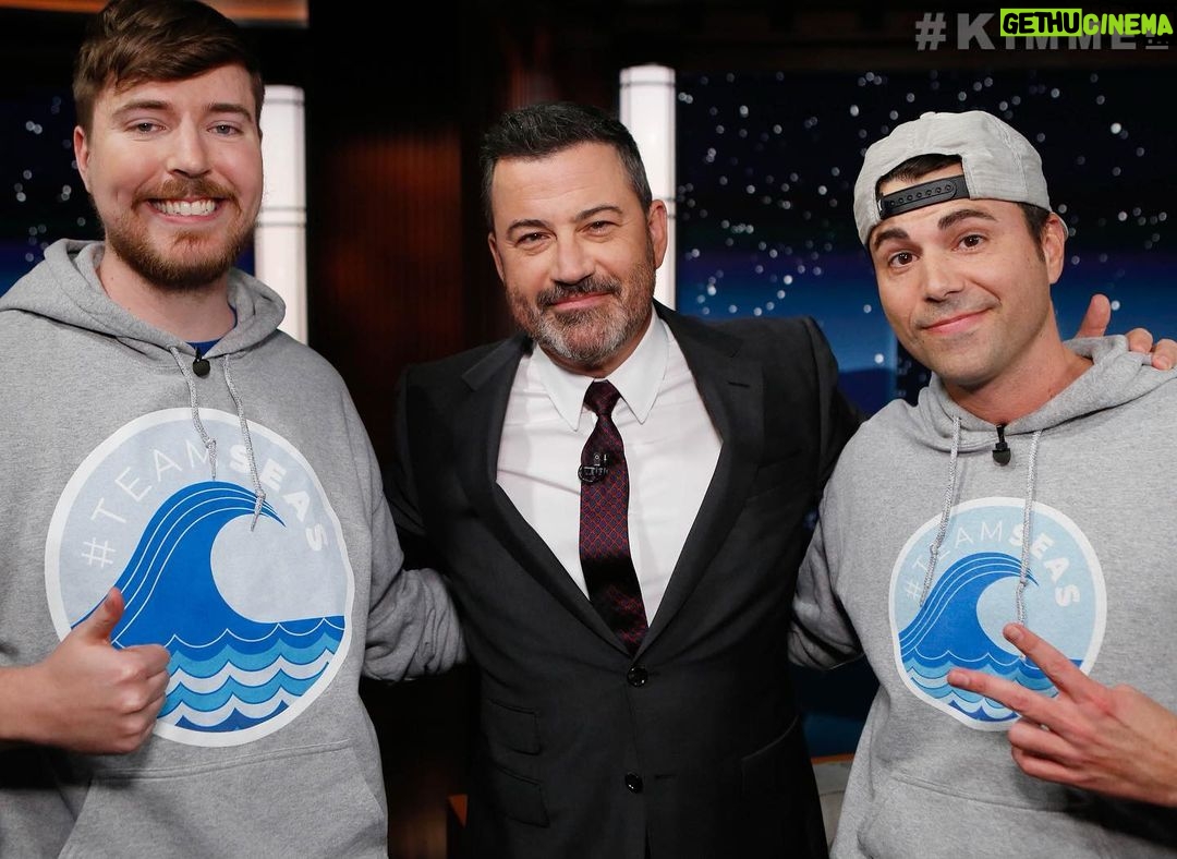 Jimmy Donaldson Instagram - Me and Mark are on Jimmy Kimmel trying to raise some money for TeamSeas! (Also shout out to Jimmy for being super nice and chill. Enjoyed hanging out with him ❤️)
