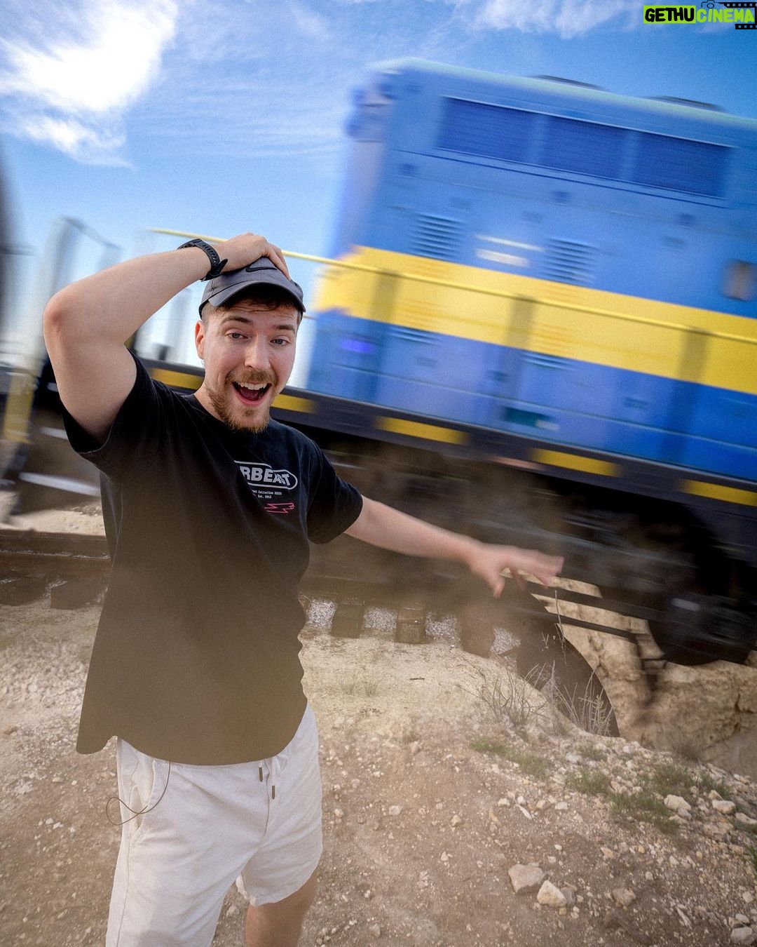 Jimmy Donaldson - 2.7 Million Likes - What happens if you dig a giant hole in the tracks of a train? Go watch the new video!