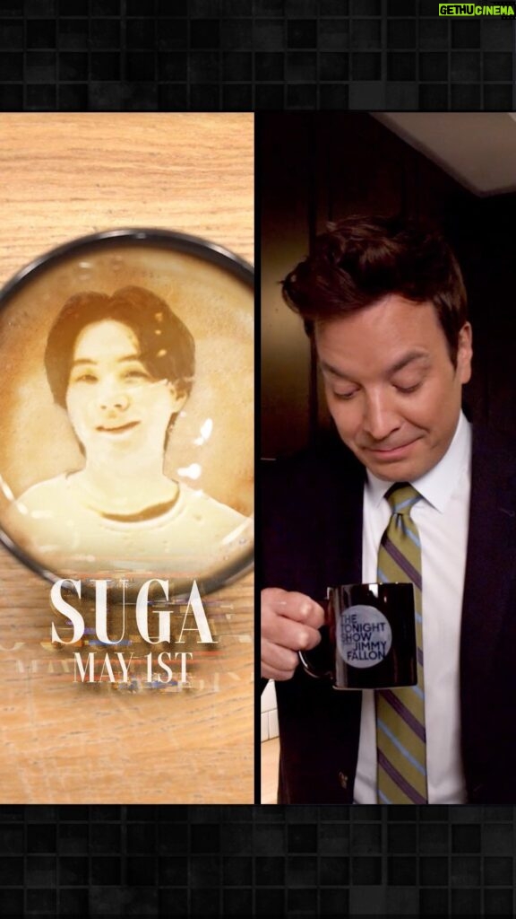 Jimmy Fallon Instagram - Just a spoonful of #SUGA. ☕ @bts.bighitofficial’s @agustd makes his U.S. late night solo debut May 1 on #FallonTonight! #SUGAonFallon
