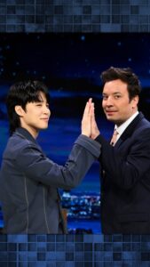 Jimmy Fallon Instagram - @bts.bighitofficial’s #Jimin teaches Jimmy a dance move. #JiminOnFallon #Jimin_FACE The Tonight Show Starring Jimmy Fallon