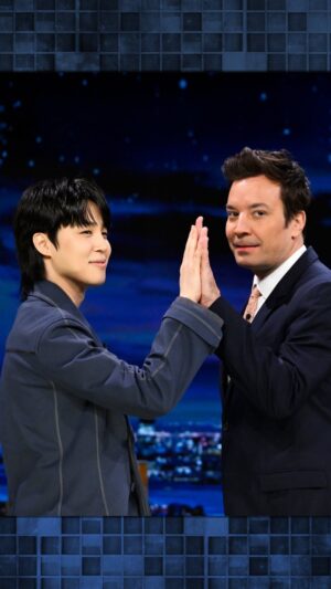 Jimmy Fallon Instagram - @bts.bighitofficial’s #Jimin teaches Jimmy a dance move. #JiminOnFallon #Jimin_FACE