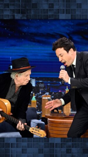 Jimmy Fallon Instagram - @officialkeef shows Jimmy how he does his famous guitar riffs and plays “Start Me Up” & “Jumpin’ Jack Flash” for them to jam out to 🎸 #FallonTonight