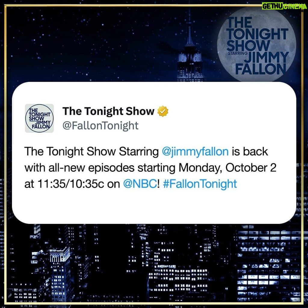 Jimmy Fallon Instagram - We’re back! Tune in Monday, October 2 at 11:35/10:35c on @NBC! #FallonTonight The Tonight Show Starring Jimmy Fallon